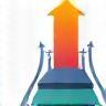 Icon representing career path with an arrow pointing towards a goal